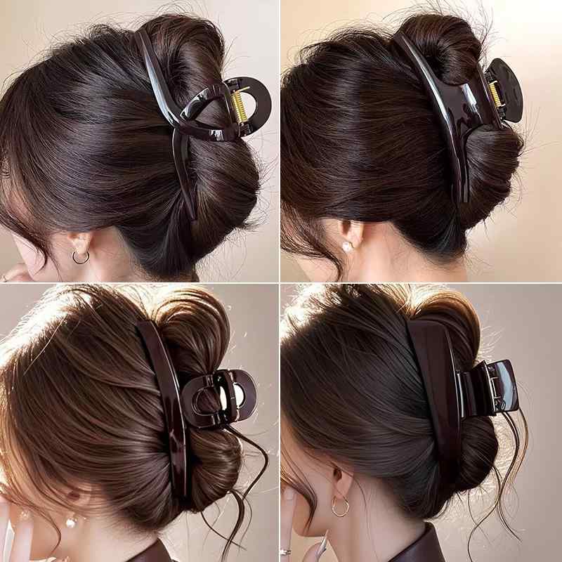 ヘアクリップ レディース 大きめ チョコレート色 バンスクリップ 髪留め 髪飾り まとめ髪 ヘアアクセサリー ハーフアップ レトロ シック 上品 カジュアル 大人 通勤