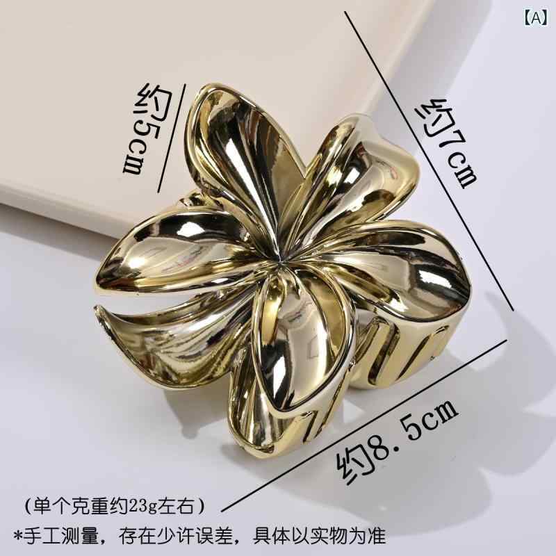 ヘアクリップ レディース バンスクリップ メタル 卵の花 フラワーモチーフ 大きめ ...