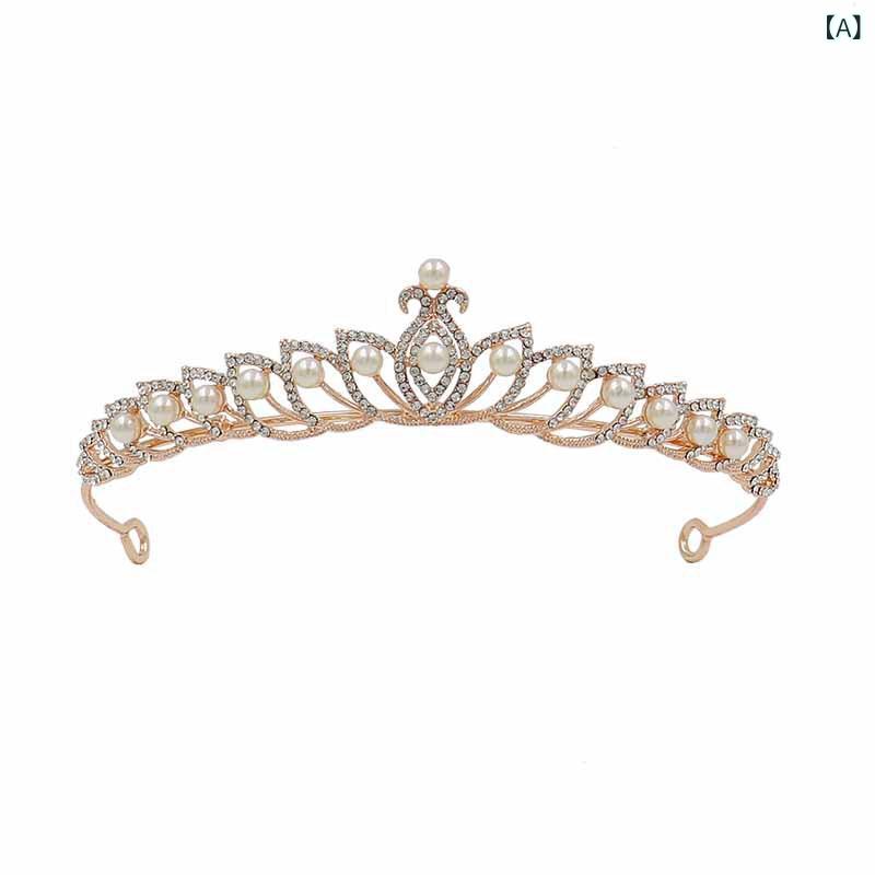 ふんわり暮らし鞄店のカチューシャ キッズ ヘアアクセサリー クラウン 髪飾り コーム ティアラ 女の子 子供 キラキラ パール ラインストーン 発表会 結婚式 ウェディング 誕生日 パーティー ドレス かわいい 演出｜アングル2