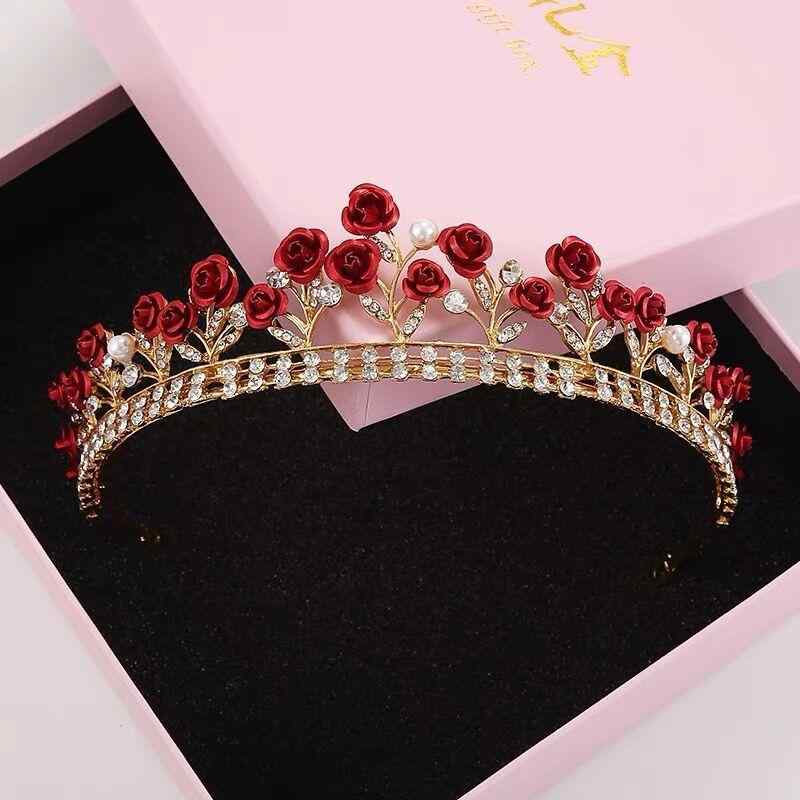 ティアラ レディース ヘアアクセサリー 皇冠 王冠 クラウン ブライダル ウェディング 結婚式 新婦 赤 レッド 花嫁 ドレス 発表会 誕生日 パーティー 記念日 レトロ おしゃれ かわいい