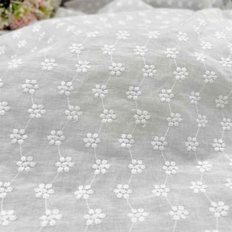 生地 コットン レディース 春夏 花柄 刺繍 刺绣レース 布地 手芸 洋裁 裁縫 シャツ ワンピース ハンドメイド DIY 130cm幅 ホワイト