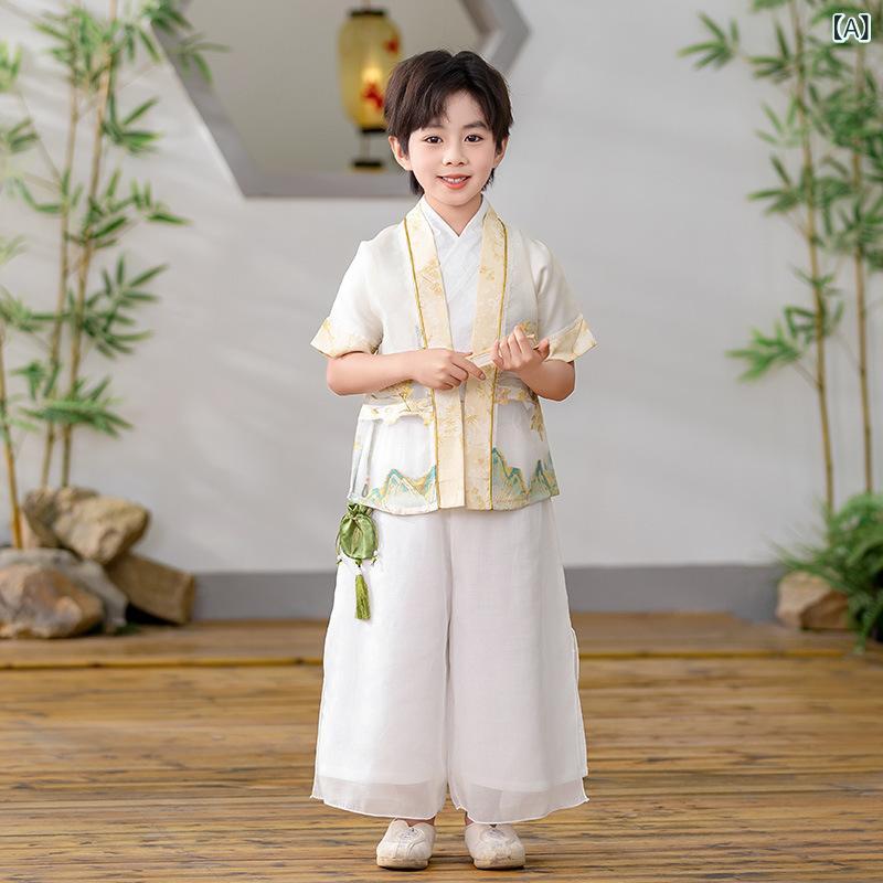 ・カテゴリ: 子供用唐装・民族衣装・スタイル: 中式・タイプ: 中綿（綿内胆）・生地加工: 柔軟処理・セット内容: セットアップ・素材: 綿 ・生地の厚さ: 薄手・カラー展開: 男児用（香包付き）、女児用（香包付き）・対応身長: 90cm、100cm、110cm、120cm、130cm、140cm、150cm、160cm、170cm、180cm・対象年齢: 中小童（3〜8歳、100〜140cm）