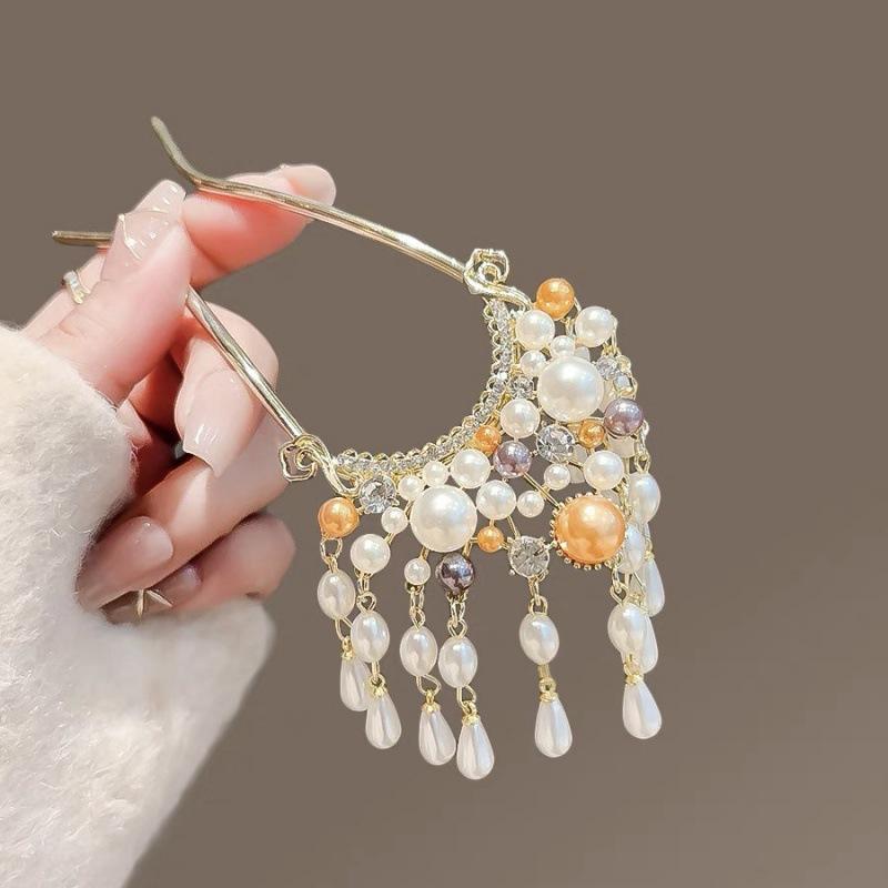 ・素材: 合金・スタイル: エスニック風・形状: 花・処理プロセス: 電気メッキ・カラー展開: オレンジホワイトU型かんざし1点、ブルーU型かんざし1点・流行要素: ファッション・カテゴリ: ヘッドドレス