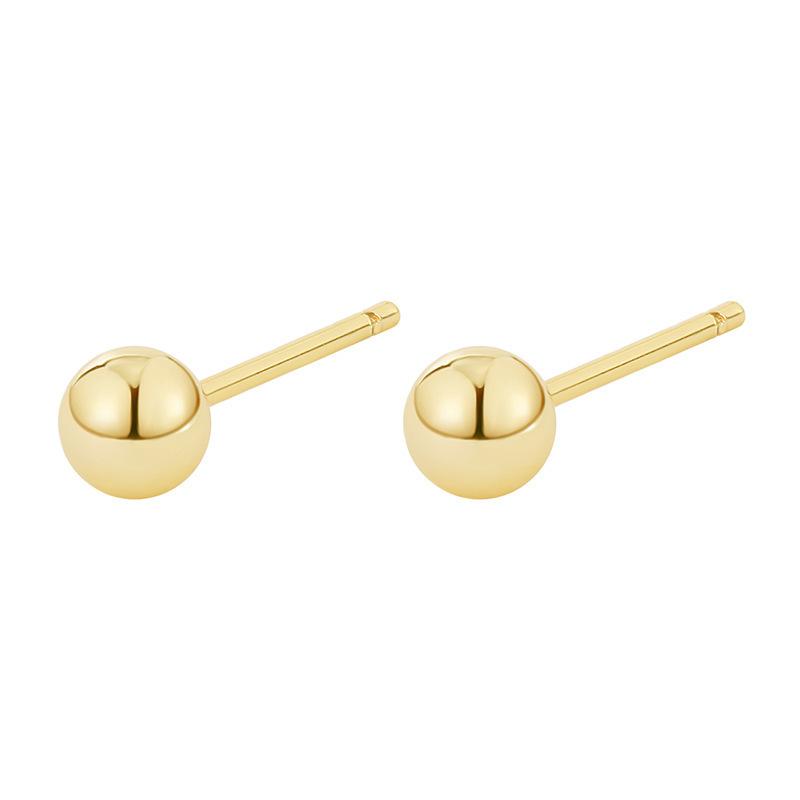 ピアス レディース 丸玉 金属アレルギー対応 4mm シンプル スタッドピアス 一粒 電気メッキ 幾何学 ゴールド シルバー 小さめ 通学 通勤