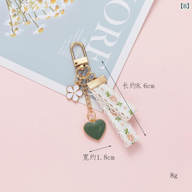 キーホルダー レディース デイリー ユース 花 デイジー レース キーリング バッグ...
