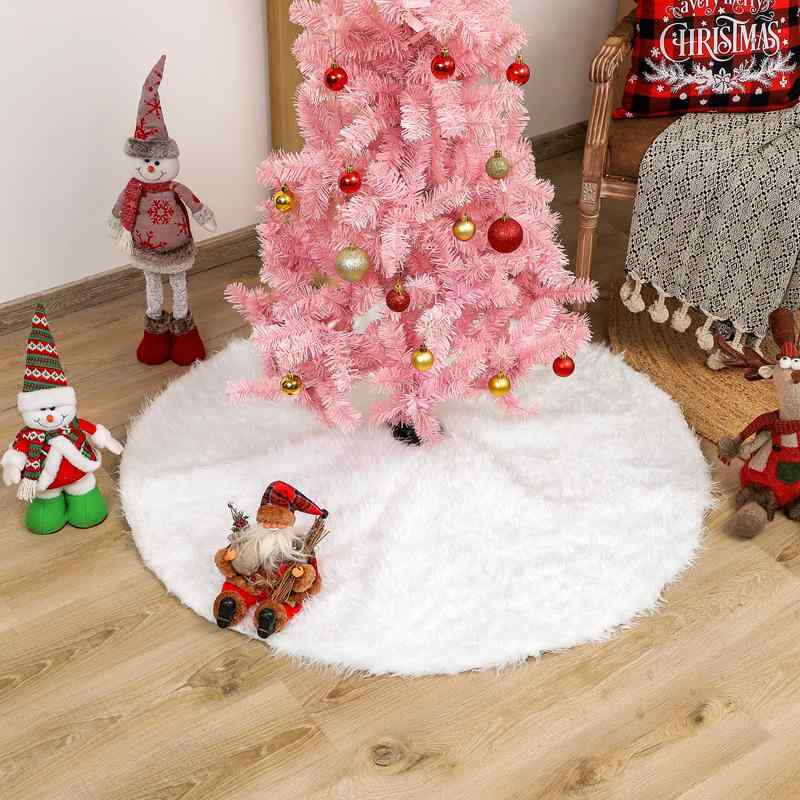 クリスマスツリースカート クリスマス飾り 丸型 敷物 ふわふわ 白 シャギー 長毛 インテリア 豪華 足元隠し 飾り付け デコレーション