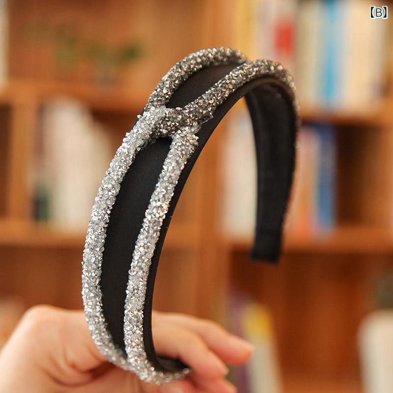カチューシャ レディース 太め ラインストーン 滑り止め キラキラ ビジュー ヘアバンド ヘアアクセサリー 上品 大人 かわいい エレガント まとめ髪 カジュアル