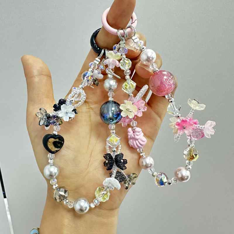 ・カテゴリ: 鍵飾り・処理工程: ハンドメイド・主な素材: プラスチック、樹脂・カラー展開: ピンク、ピーチ、ブラック・スタイル: オリジナルデザイン・柄: 植物、花・流行要素: パール、自然