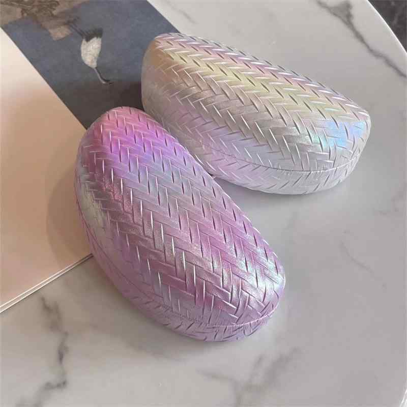 メガネケース レディース メンズ おしゃれ グラデーション メタリック 編み込み ハードケース 耐衝撃 頑丈 眼鏡ケース 収納 持ち運び ポータブル かわいい