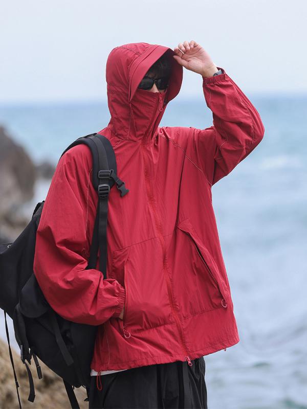 ・カテゴリ: 紫外線対策パーカ・性別: 男女兼用・機能: 速乾、通気性、防紫外線・素材: ポリエステル・適した用途: 徒歩、キャンプ、釣り、登山、旅行、ハイキング、サイクリング、ドライブ・柄: 無地・フードの有無: フードあり（着脱不可）・カラー展開: ボルドー、ブラック、ダークブルー、オレンジ、ブルー、ライトパープル、ダークカーキ、アイボリー、ダークパープル、スカイブルー、グレー、ライトグリーン・サイズ展開: XS、S、M、L、XL、2XL、3XL・紫外線防止指数: UPF50+・着丈: 標準
