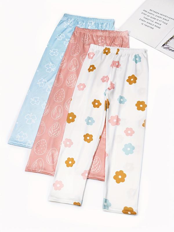 パジャマパンツ キッズ 女の子 春夏秋 再生繊維 薄手 ルームウェア ロングパンツ 接触冷感 ゆったり カジュアル ウエストゴム 花柄 キャラクター プリント 部屋着 子供服