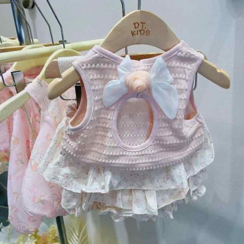 セットアップ キッズ 女の子 夏服 ノースリーブ トップス 半ズボン 花柄 かわいい コットン混 柔らかい 薄手