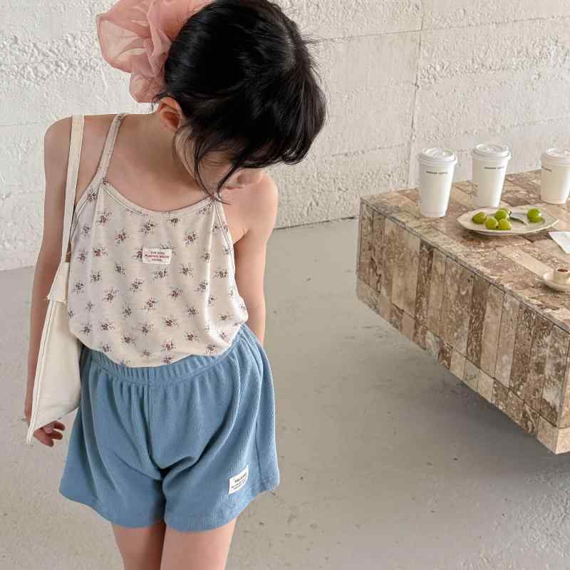 タンクトップ キッズ 女の子 キャミソール 花柄 プリント ノースリーブ Tシャツ 接...