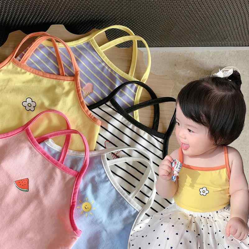 ・カテゴリ: 子ども用タンクトップ、キャミソール・性別: 女児・スタイル: スイート・デザイン: キャミソール・対象年齢: 中小の子供（3〜8歳、身長100〜140cm）・生地加工: 柔軟処理・柄: 格子、ボーダー・特徴: かわいい・主な素材: ポリエステル 85%・安全基準: B類・ネックライン: クルーネック・フード: なし・カラー展開: ブライトカラー、ディープブルー、スイートピンク、白黒ボーダー、スカイブルー・サイズ展開: 80cm、90cm、100cm、110cm、120cm、130cm