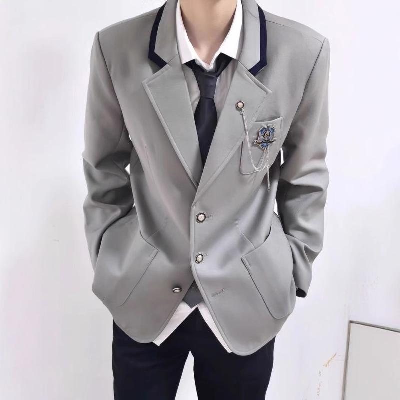 ジャケット メンズ 春秋 テーラードジャケット グレー ブレザー 制服 スクール風 カジュアル アウター 紳士服 通学 通勤