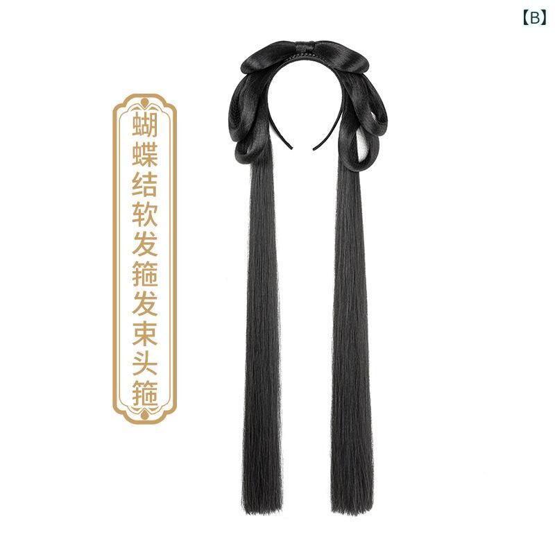 ふんわり暮らし鞄店のウィッグ レディース ハーフウィッグ カチューシャ 一体型 漢服 古装 唐装 中国風 ヘアバンド コスプレ かつら ヘアピース お団子 簡単装着｜アングル3