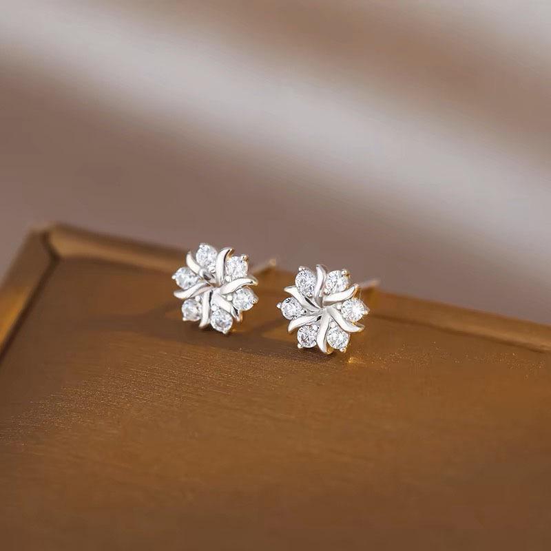 ピアス レディース シルバー925 金属アレルギー対応 雪花 モチーフ フラワー 一粒 ...