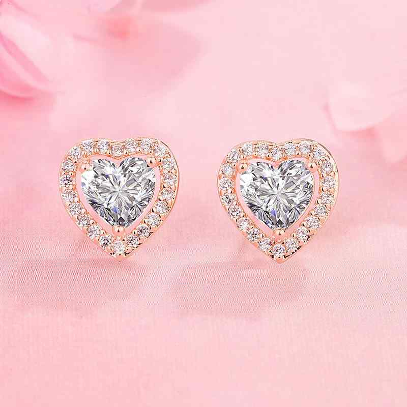 ピアス レディース ハート 18金仕上げ ジルコニア 一粒 金属アレルギー対応 かわいい 上品 通勤 オフィス プレゼント アクセサリー