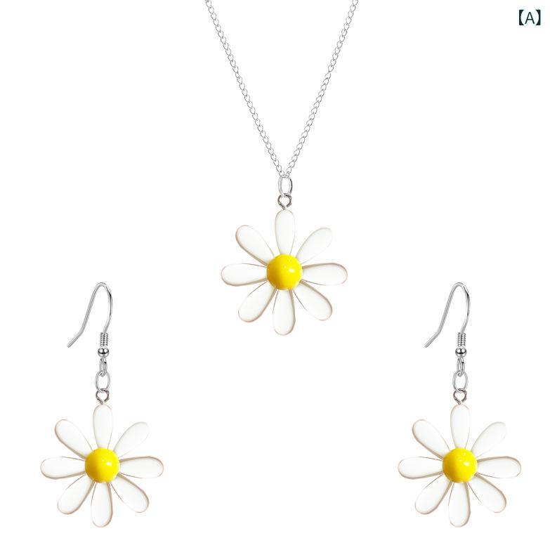 ふんわり暮らし鞄店のアクセサリーレディース セット ネックレス ピアス 樹脂 デイジー フラワー 小花モチーフ かわいい ガーリー カジュアル 普段使い｜アングル2