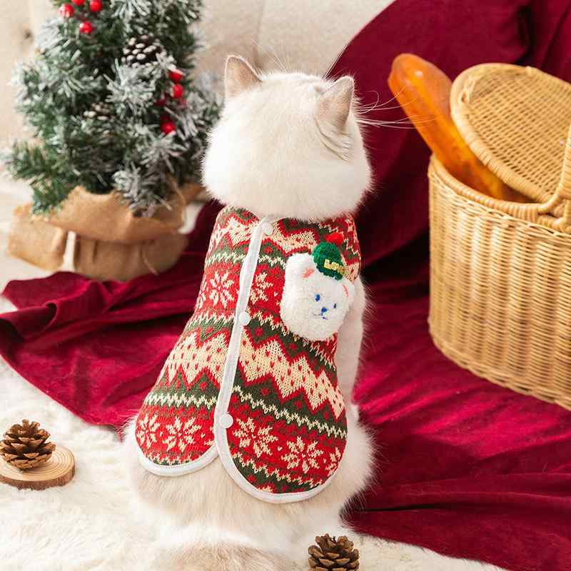 ペット服 猫 犬 秋冬 暖かい ニット セーター クマ 立体 モチーフ クリスマス 防寒 着せやすい ドッグウェア キャットウェア 小型犬 中型犬