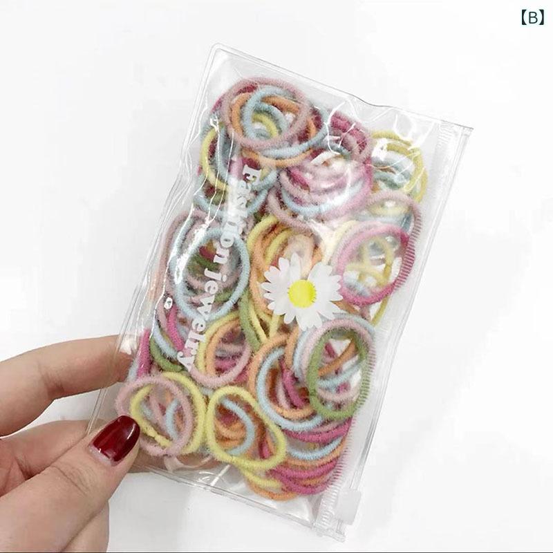 ふんわり暮らし鞄店のヘアゴム キッズ ベビー 痛くない 高弾力 髪留め 髪ゴム カラフル 赤ちゃん 100本セット 幼児 結び目なし ヘアアクセサリー かわいい シンプル｜アングル2