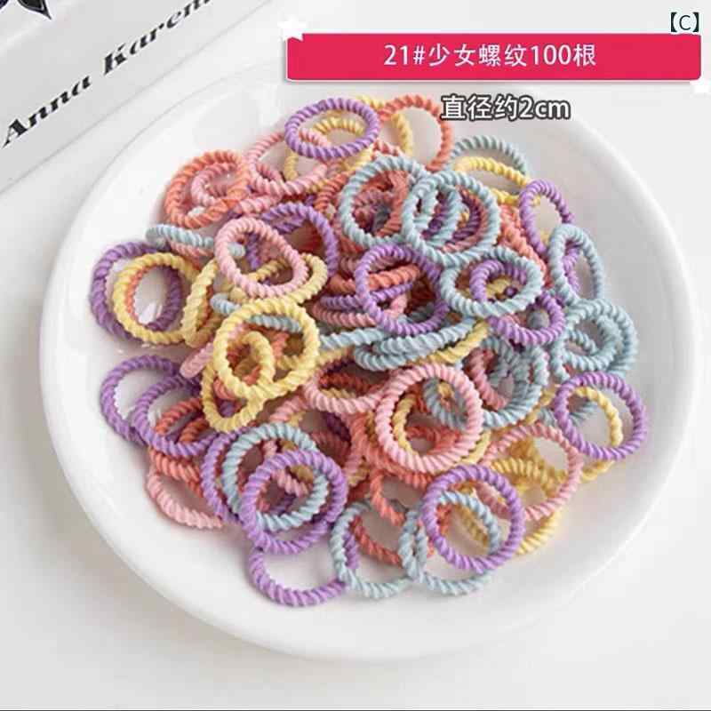 ふんわり暮らし鞄店のヘアゴム キッズ ベビー 痛くない 高弾力 髪留め 髪ゴム カラフル 赤ちゃん 100本セット 幼児 結び目なし ヘアアクセサリー かわいい シンプル｜アングル3