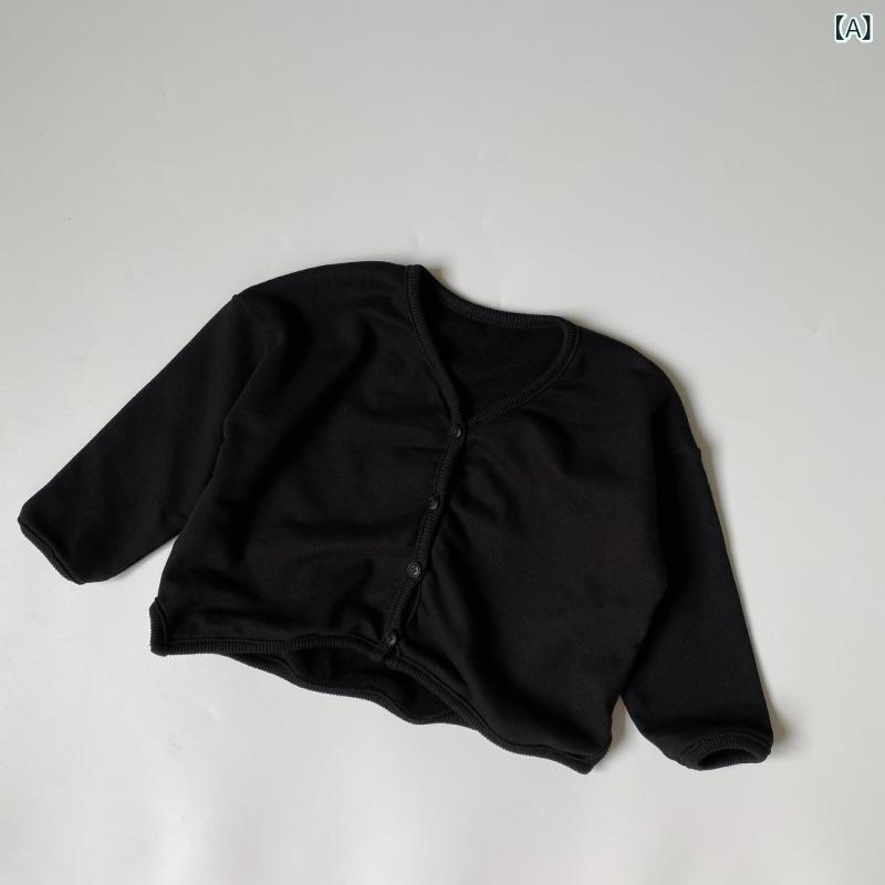 カーディガン キッズ 春秋 長袖 Vネック 男の子 女の子 トップス アウター リブ ニ...