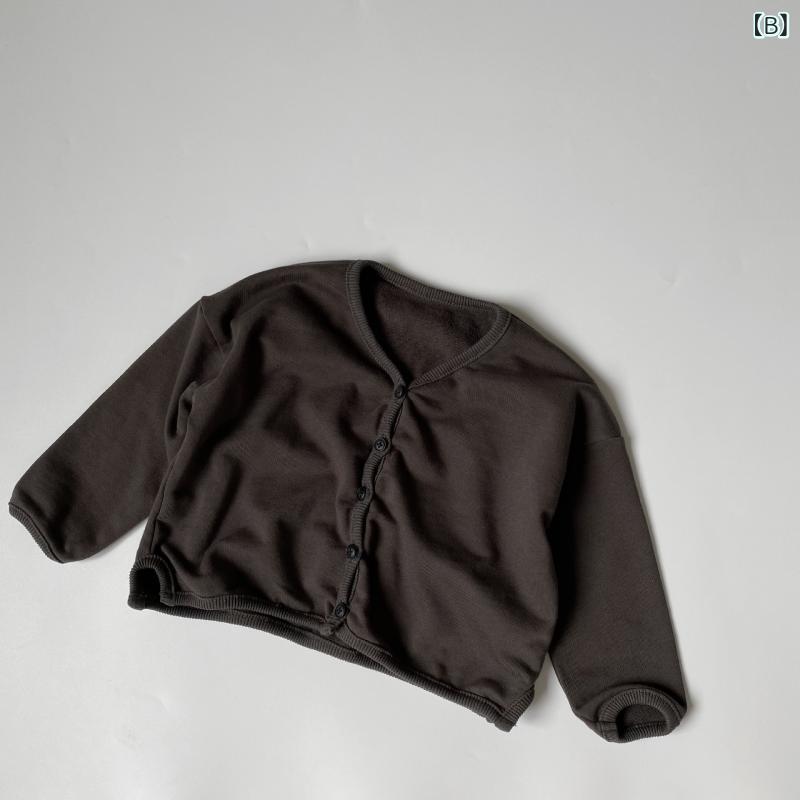 カーディガン キッズ 春秋 長袖 Vネック 男の子 女の子 トップス アウター リブ ニ...
