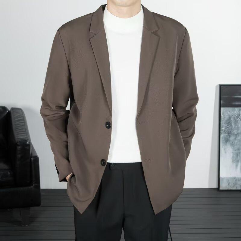 テーラードジャケット メンズ 秋 春秋 ルーズフィット ビジネスカジュアル 紳士服 シングルボタン アウター 無地 レトロ おしゃれ