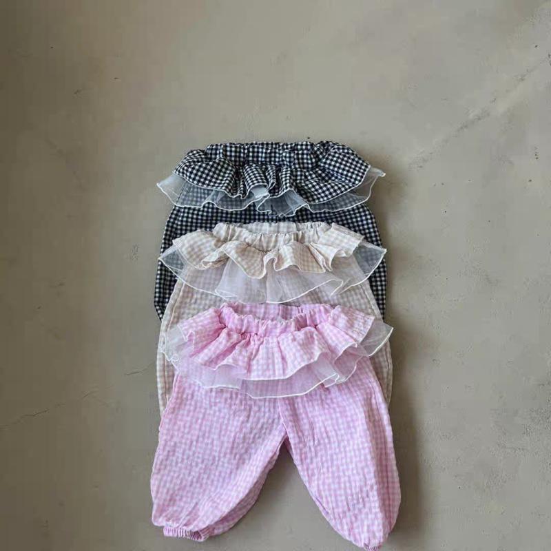 パンツ スカート付きパンツ キッズ 女の子 ベビー 春夏秋 レース チュール 格子柄 ...