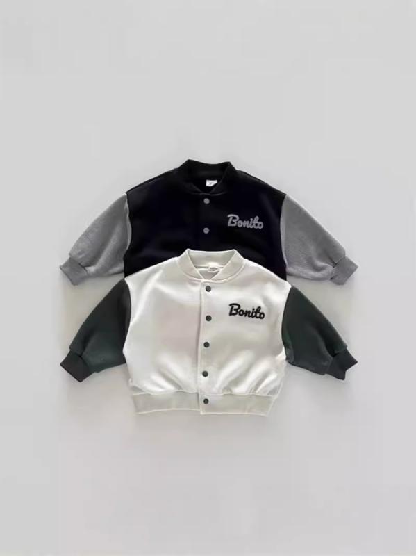 ・カテゴリ: 子供用ジャケット・アウター・対象年齢: 1〜3歳（身長80〜100cm）・ネックライン: クルーネック・スタイル: 韓国風・厚み: 普通・生地加工: 柔軟加工・フード: フードなし・袖丈: 長袖・安全基準: Aクラス・主な素材: 綿 95%・カラー展開: ホワイト、ブラック・対応身長: 73cm、80cm、90cm、100cm・着丈: ミドル丈