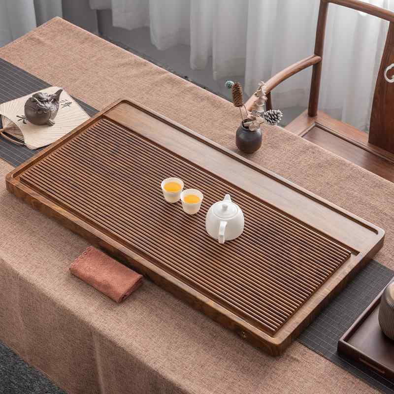 茶盤 木製 家庭用 オフィス 排水式 功夫茶 長方形 ティートレイ レトロ 高級感 竹製
