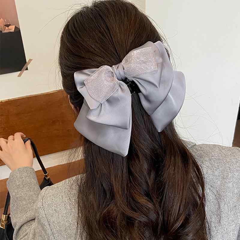 バレッタ レディース 髪留め リボン 高級感 ヘアクリップ サテン り 髪飾り 大きめ おしゃれ 大人 上品 ヘアアクセサリー