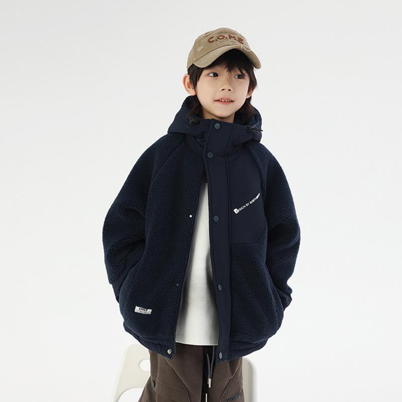 コート キッズ 男の子 冬 防寒 暖かい 羊羔羊毛風 フリース 中綿 ジャケット フー...