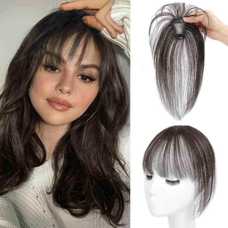 部分ウィッグ レディース 前髪ウィッグ つむじ付き ヘアピース 3D構造 手植え シースルーバング センター分け 25cm ミディアム ストレート 耐熱 自然 ゴールドブラウン ボリュームアップ 増毛 薄毛 白髪隠し