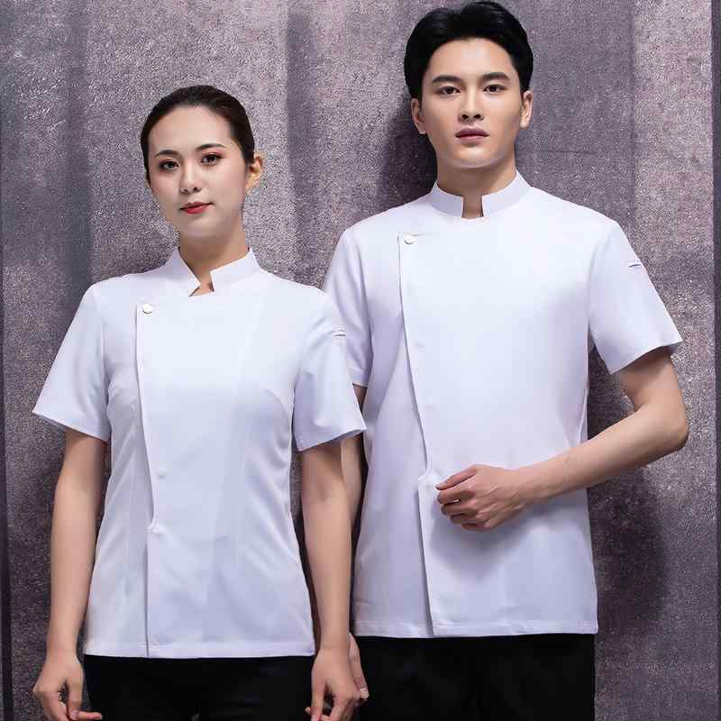 ・カテゴリ: ワークウェア（ジャケット）・用途: 厨师服・機能: 吸汗速乾・主な素材: ポリエステル、綿・カラー展開: ホワイト、ブラック、ダークブルー・サイズ展開: M、L、XL、XXL、XXXL、4XL