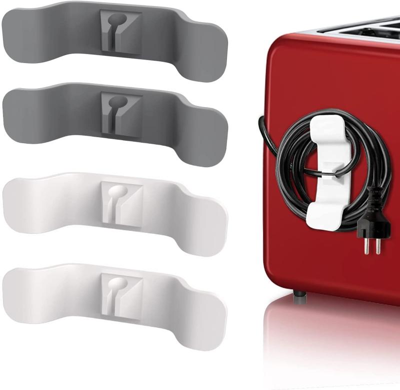 整理用具 ケーブルホルダー コードクリップ キッチン家電用 電源コード 粘着式 隠し 収納 すっきり まとめる 便利グッズ 2個セット