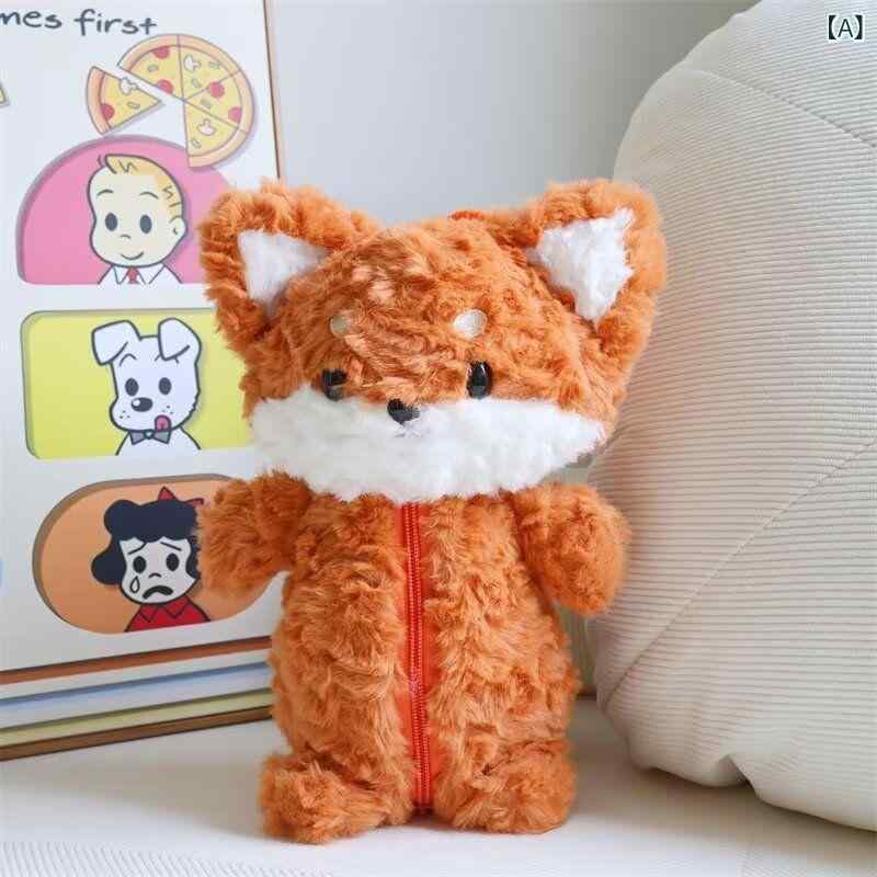 ペンケース レディース キッズ 大容量 かわいい キツネ ぬいぐるみ風 アニマルモチーフ 筆箱 コスメポーチ 小物入れ 整理 収納ケース 文房具 ダブルジッパー 柔らかいの商品画像 2