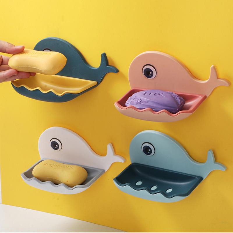 ソープディッシュ 壁掛け 石鹸置き おしゃれ かわいい カートン 二段 水切り 吸盤 穴あけ不要 浴室 お風呂 バス用品 洗面所 収納ラック