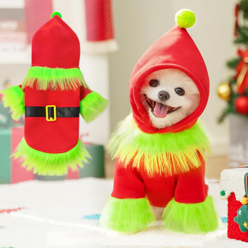 ペット服 コスチューム クリスマス 犬 猫 サンタ トイプードル 変身 着ぐるみ おもしろ かわいい 秋冬 防寒 ペット用品