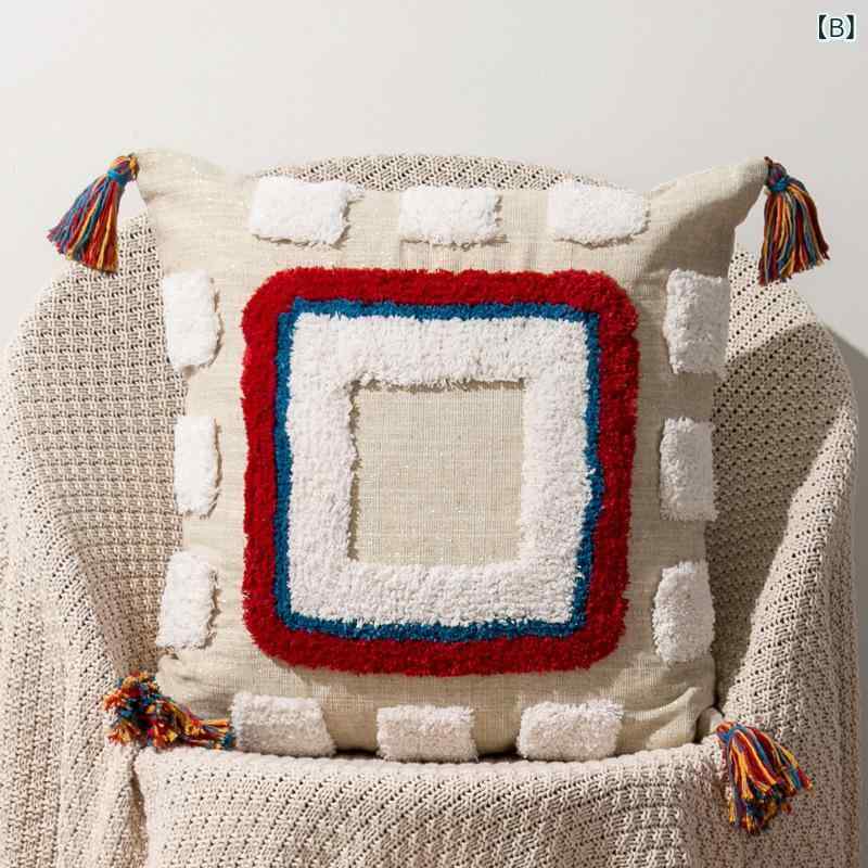 クッションカバー レディース エスニック風 コットンリネン 幾何学 花柄 立体 刺繍 カラフル 手作り 北欧風 ソファ背当て soarsole-10480751 ふんわり暮らし鞄店 サンプル画像3