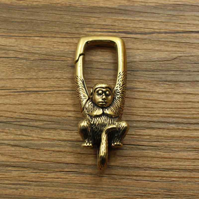 キーホルダー メンズ レディース 真鍮製 干支 サル モチーフ キーリング チャーム アクセサリー パーツ DIY レトロ