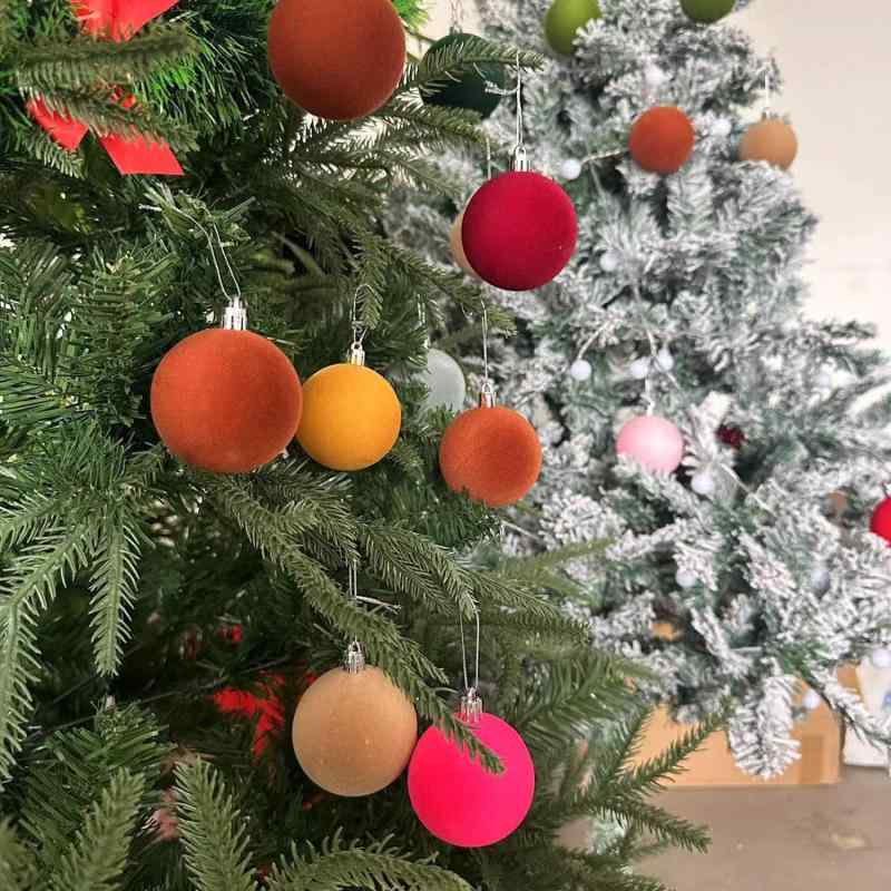 オーナメント クリスマスツリー 飾り フロック加工 クリスマスボール 12個セット 直径6cm 球体 吊り下げ 飾り付け デコレーション 華やか シック パーティー イベント 飾り
