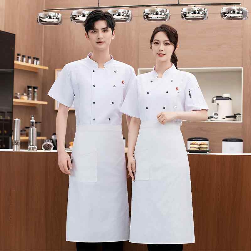 コックコート メンズ レディース 半袖 コック服 厨房服 ワークシャツ トップス 吸湿排汗 薄手 通気性 飲食店 レストラン カフェ ベーカリー シェフ 料理人 作業着 制服 ユニフォーム スタンドカラー
