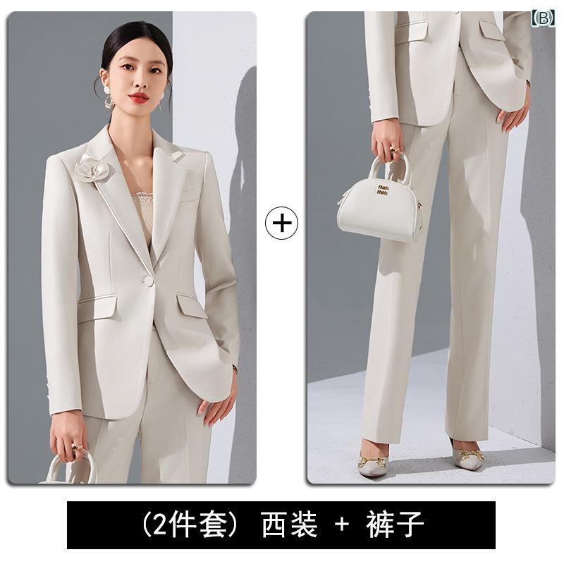 ふんわり暮らし鞄店のスーツ レディース パンツスーツ 秋冬 セットアップ 長袖 ロングパンツ ビジネススーツ テーラードジャケット オフィス 通勤 仕事着 ホテル 受付 事務服 スタイリッシュ カジュアル 2点セット｜アングル3