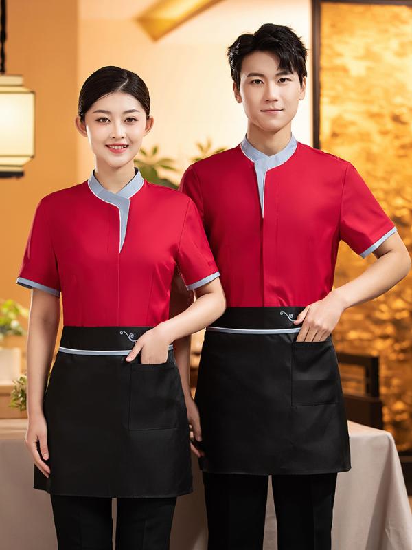 シャツ レディース 春夏 半袖 中華風 飲食店 スタンドカラー 制服 ワークウェア ホテル カフェ レストラン 居酒屋 ユニフォーム 吸湿速乾 快適 トップス