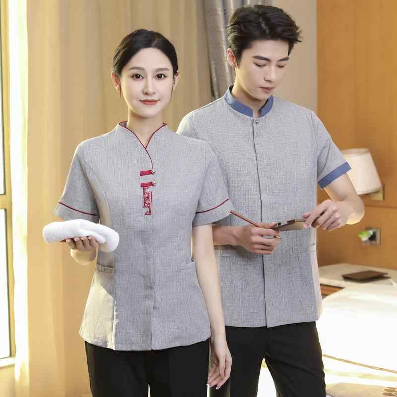 作業服 レディース メンズ ユニフォーム 半袖 清掃 掃除 スタッフ 吸汗速乾 接触冷感 トップス 飲食店 ホテル ビル …