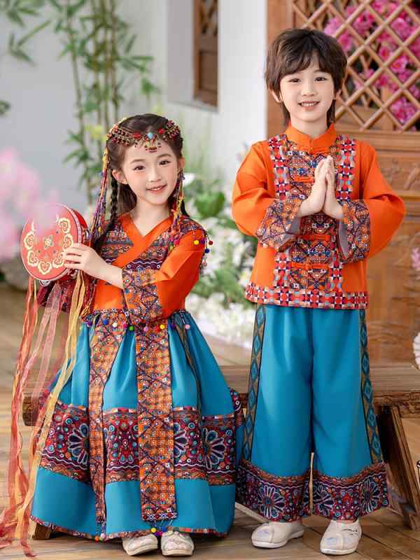 漢服 キッズ 民族衣装 唐装 セットアップ ワンピース 中国風 女の子 男の子 春秋 和風 レトロ 発表会 演劇 学芸会 イベント ジュニア