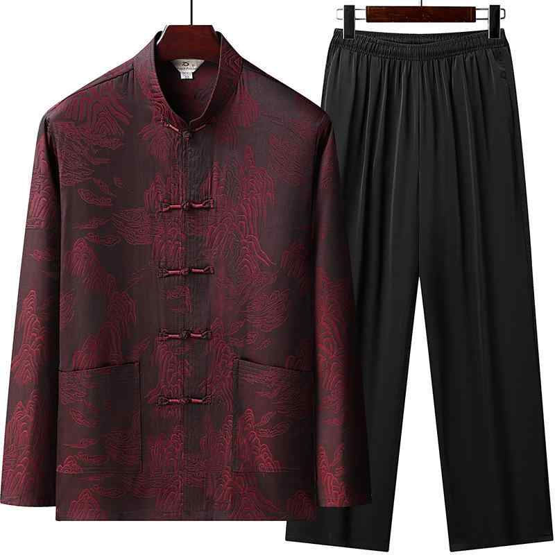 唐装 チャイナ服 メンズ シニア 中高齢者 セットアップ 上下セット 薄手 軽量 接触冷感 長袖 中華風 ポリエステル 春夏 祖父 おじいちゃん 誕生日 普段着 部屋着 soarsole-10506682 ふんわり暮らし鞄店 パッケージ画像