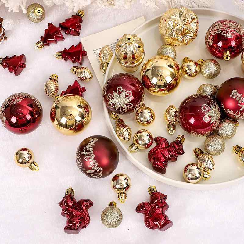 クリスマスオーナメント ワインレッド ゴールド 42個 カラフル ボール セット クリスマスツリー デコレーション 飾り 華やか パーティー イベント装飾